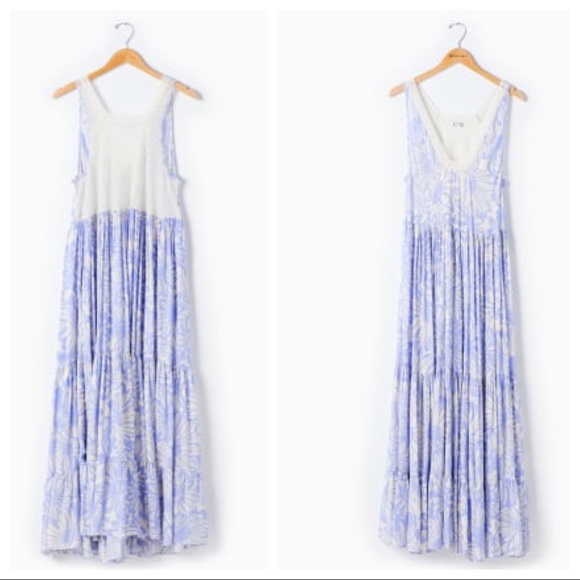 FREE PEOPLE BOHO FLOWY MAXI DRESS BOHEMIAN FLORAL SLEEVELESS V-NECK DRESS A2C - Picture 12 of 16